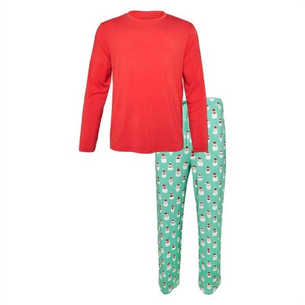 NEW POSH PEANUT men’s long sleeve pajama set in green
